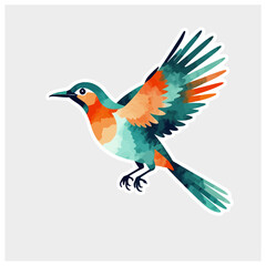 Fototapeta premium Watercolor Bird Illustration-Colorful Flying Bird Artwork-Teal and Orange Bird Design-Nature Inspired Art-Whimsical Bird Image-Bird Art Print-Modern Bird Decor