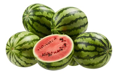 Fresh, ripe, and juicy watermelon on a white background, perfect for a healthy summer snack or dessert