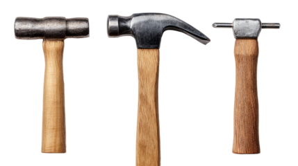 Three Hammers Ball Peen Claw and Riveting with Wooden Handles