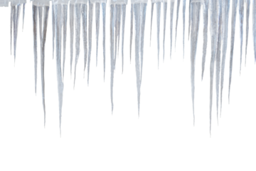 Winter concept: sharp icicles hanging from above