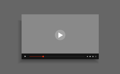 Social media video player screen template, mobile video player. Video player mockup, app, ui ux. Channel interface. Social media concept. Play button icon