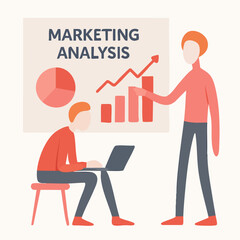 Flat Design Business Marketing Analysis Presentation with People Illustration Concept