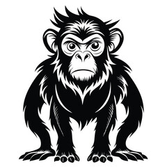 Powerful black and white chimpanzee illustration