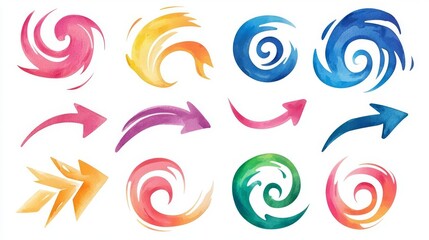 Colorful abstract swirls and arrows, perfect for design projects and creative backgrounds.