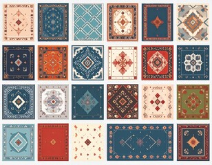Collection Of Decorative Colorful Square Carpets