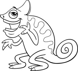 cartoon chameleon reptile animal character laughing coloring page