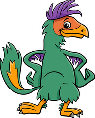 funny cartoon Caudipteryx or feathered dinosaur character