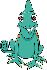 happy cartoon chameleon reptile animal character