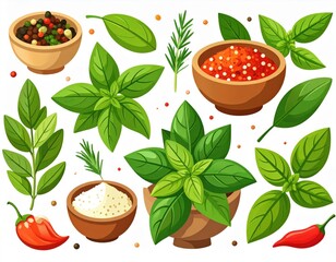 Colorful Collection Of Herbs And Spices