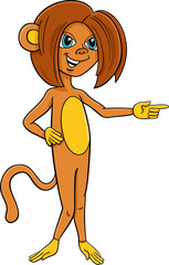 funny cartoon monkey animal character pointing at something