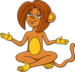 cute cartoon female monkey animal character sitting