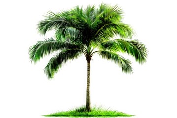 Isolated lush green coconut palm tree