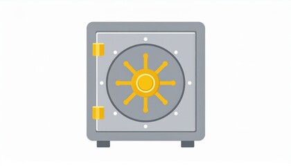 Simple Grey Safe Icon With Yellow Details