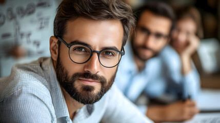 Obraz premium Portrait of a Confident Man in a Business Meeting