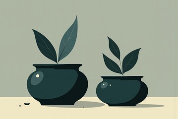 two pots with plants in them on a table