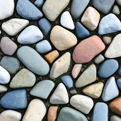 Close-up landscape design with colored stones