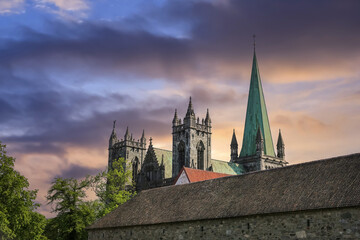 The cathedral Nidarosdomen in Trondheim, Norway