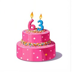 a birthday cake with the number 63 on it