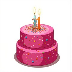 a birthday cake with two candles on it
