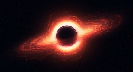 Supermassive Black Hole Accretion Disk - A stunning visualization of a supermassive black hole, showcasing its bright accretion disk and surrounding swirling gas