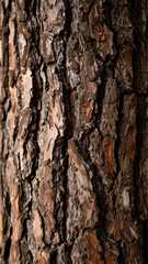 Obraz premium Texture of tree bark reveals intricate patterns and colors. The warm browns and earthy tones create a serene atmosphere within a forest. Natural beauty invites exploration and appreciation.