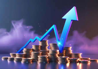 Rising Financial Graph with Gold Coins and Arrow Symbolizing Economic Growth Generative AI