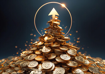 Golden Coins Growth Chart – Financial Success and Investment Concept Generative AI