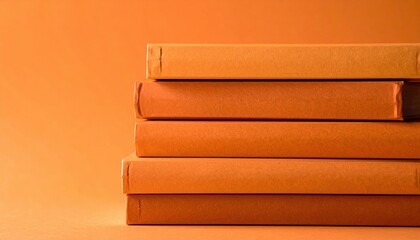 Stacked Books In Warm Orange Light