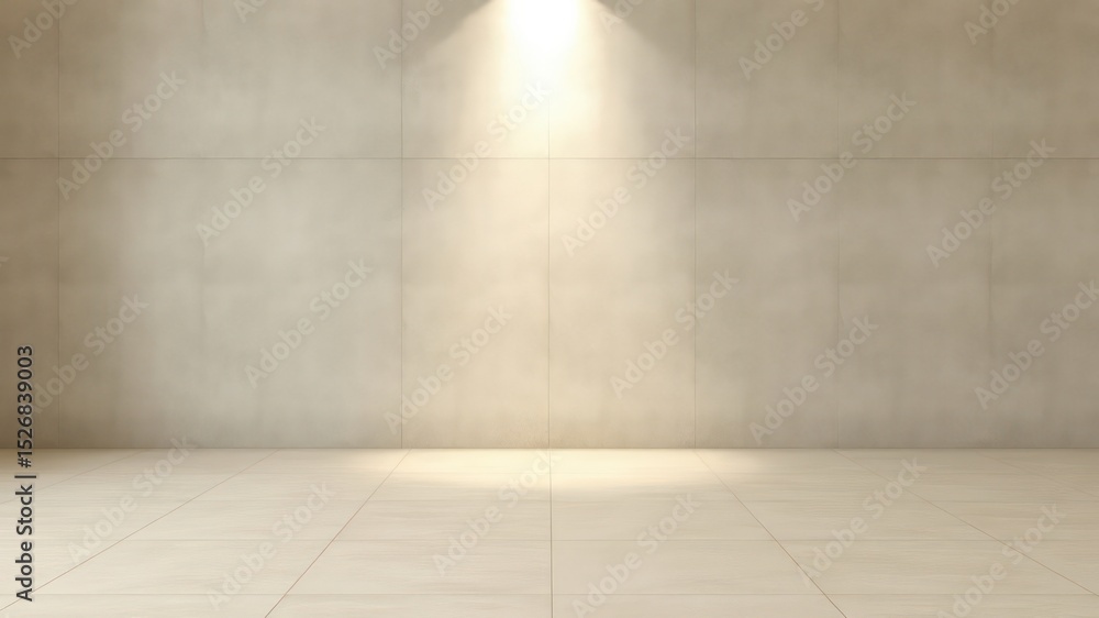 Aufkleber contemporary interior space featuring tiled floor and patterned wall with centered light source crea