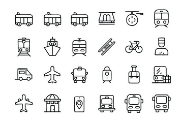 Bus and airplane transportation icons colorful vector graphics