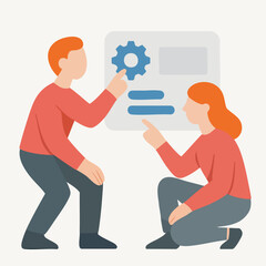 Flat Illustration People Collaborate on Website Development and Design Process