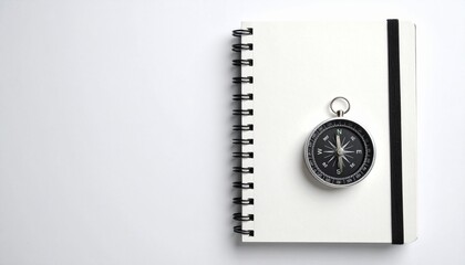 Compass on Blank Notebook Planning Travel Adventure Journey Destination Exploration Guidance Direction Strategy Roadmap Success Goals.