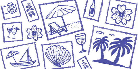 Summer violet floral design elements