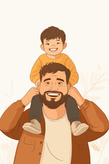 Father and son joyful moment illustration