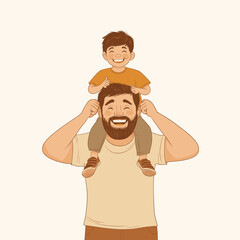 Father and son joyful moment illustration