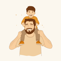 Father and son joyful moment illustration