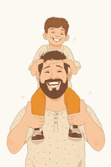 Father and son joyful moment illustration