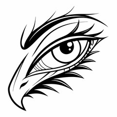 Stylized black and white eagle eye graphic design