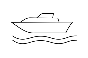 Simple line drawing of a boat on water