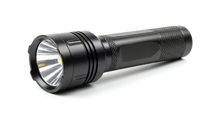 Black flashlight isolated on white background