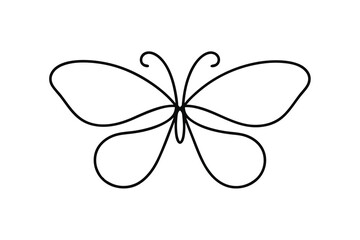 Simple line drawing of a butterfly minimalist design