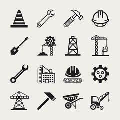 Fototapeta premium Construction icons set tools equipment safety gear
