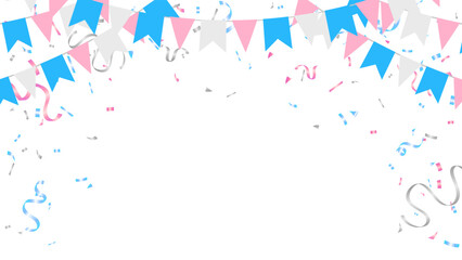 Pride month bunting garland flag and confetti vector. lgbtq, party, birthday, carnival, transgender