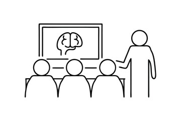 Simple line drawing brain presentation to students