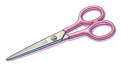 Pink handled scissors isolated on white background perfect for hairdressing beauty salon or craft projects