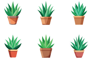 Aloe Vera Plant in Pot Vector Simple Herbal Design for Natural, Botanical, and Eco-Themed Projects