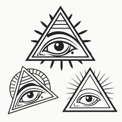 Eye of providence variations triangle mystical symbol occult design