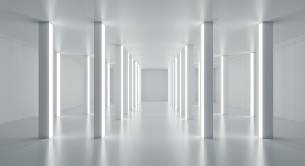 Obraz premium Empty white corridor perspective