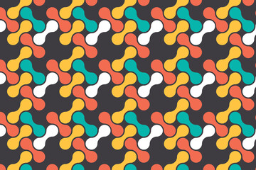 Abstract modern pattern of connected dots. Seamless background with colorful metaballs, abstract geometric shapes. Vector illustration.