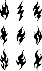 Fototapeta premium Sacred Lotus Flame Tribal Tattoo Design vector bundle